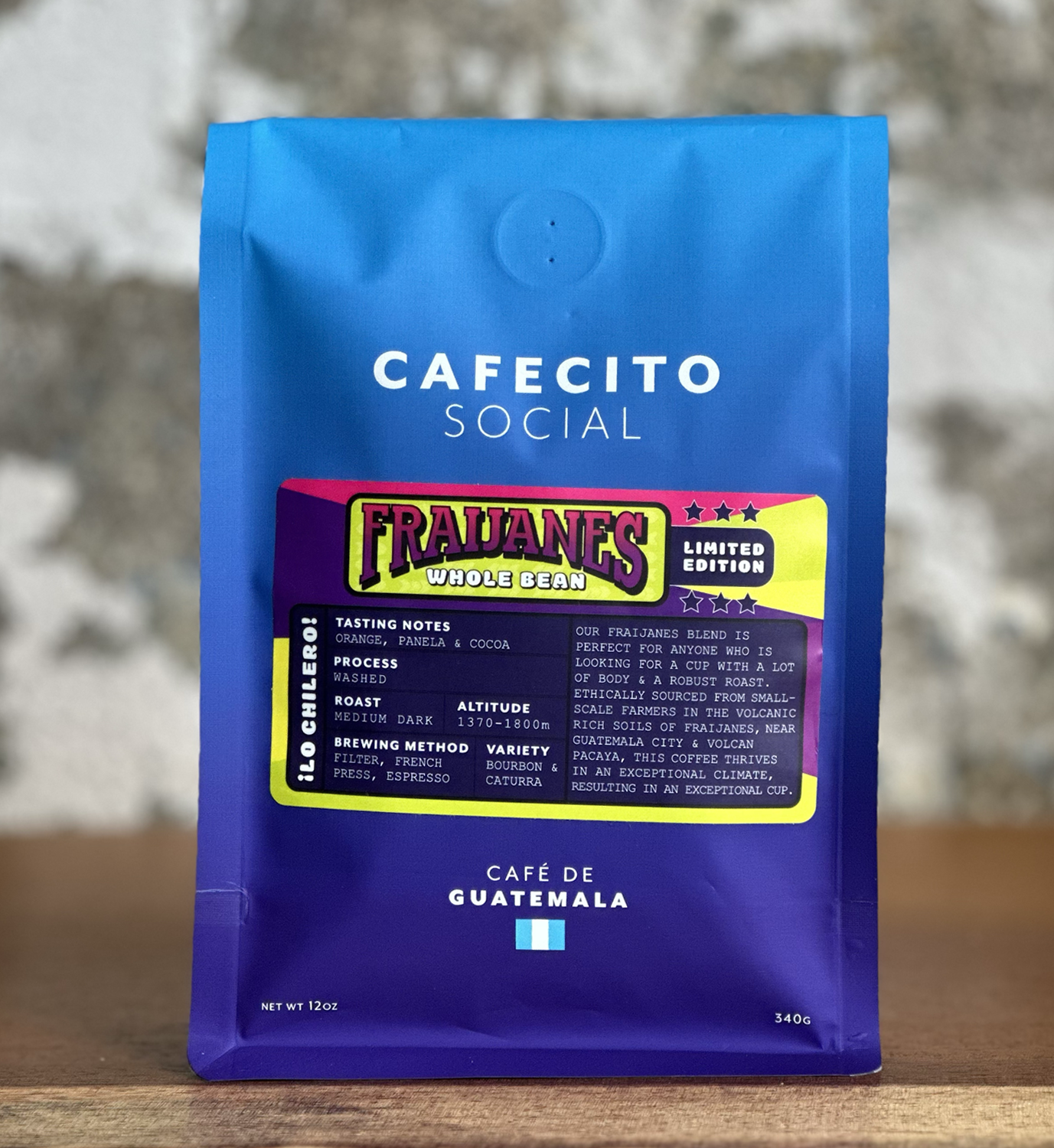Fraijanes Blend coffee bag – Cafecito Social specialty Guatemalan coffee beans from volcanic soils near Volcán Pacaya